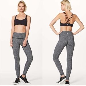 Lululemon Wunder Under Leggings 31” Womens Size 2 Black White Heather High Rise